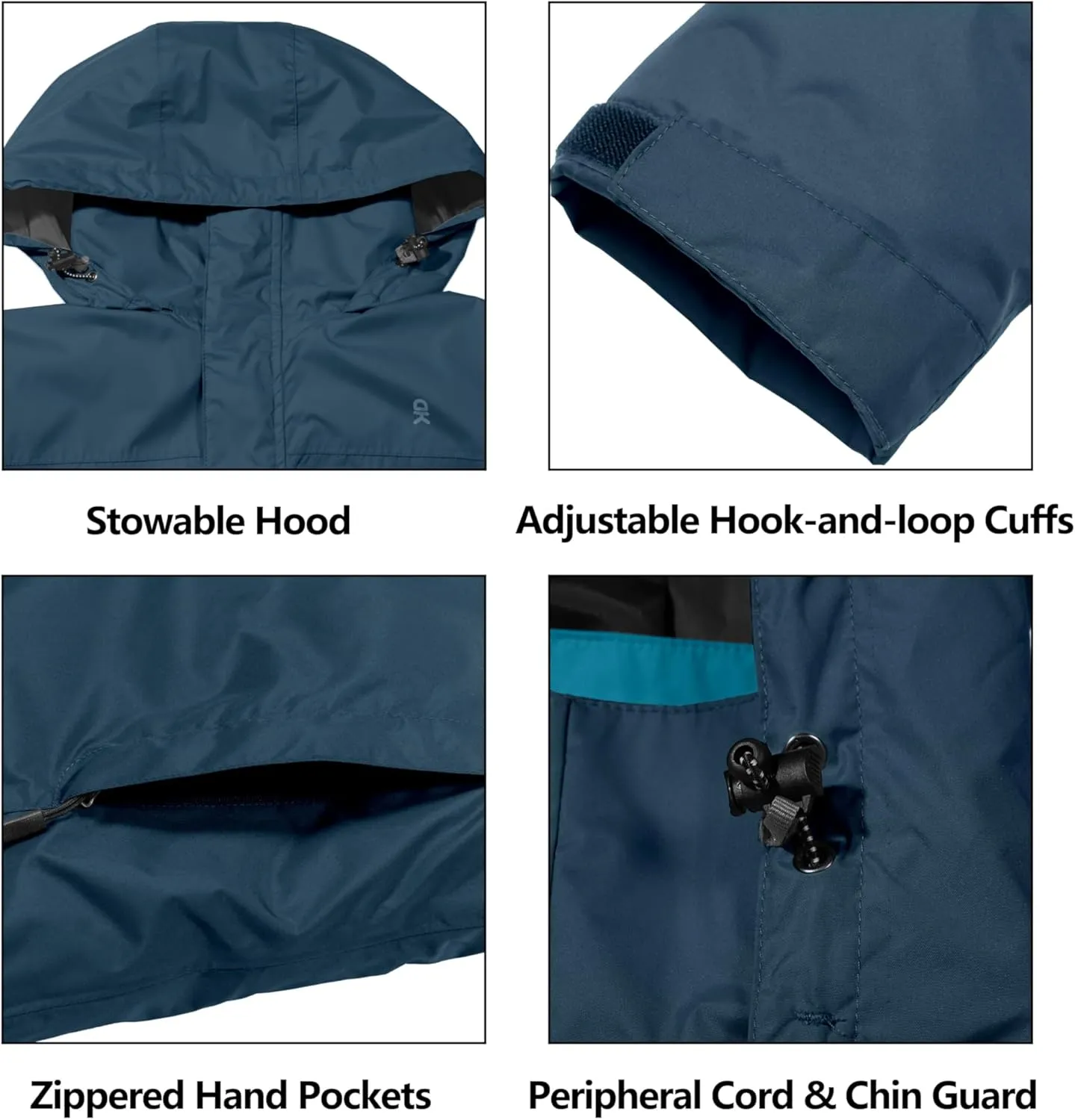 Little Donkey Andy Men's Waterproof Rain Jacket Outdoor Lightweight Rain Shell Coat for Hiking,Golf,Travel