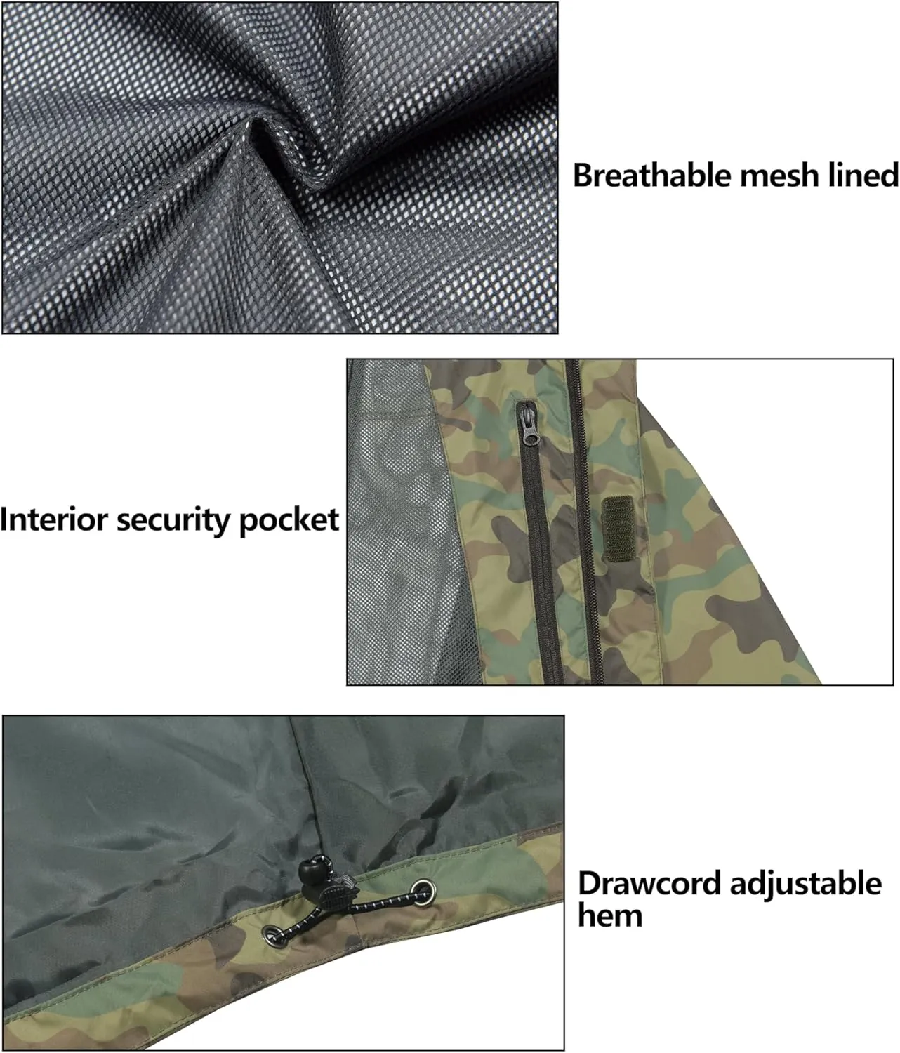Little Donkey Andy Men's Waterproof Rain Jacket Outdoor Lightweight Rain Shell Coat for Hiking,Golf,Travel