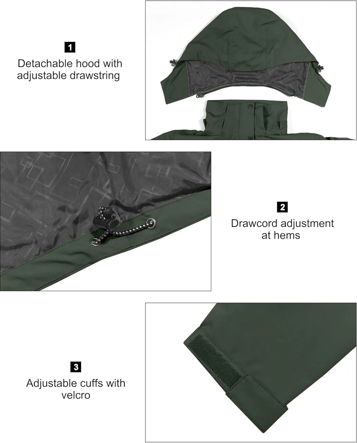 Little Donkey Andy Women's Waterproof Rain Jacket Lightweight Hooded Raincoat for Travel Hiking Golf