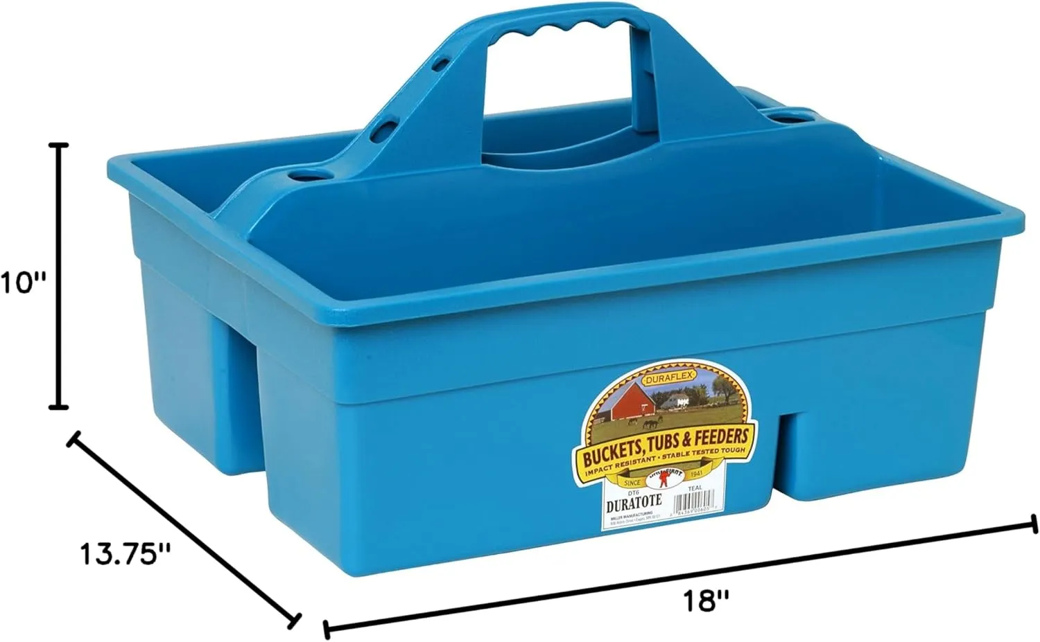 Little Giant® Plastic DuraTote | Horse Grooming DuraTote | Durable Tote Box Organizer with Easy Grip Handle | Extra Thick Sidewalls | Teal
