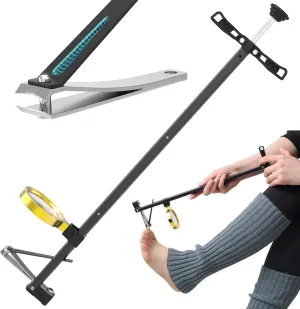 Long Handle Toenail Clippers with Magnifier -Wide Jaw & Ergonomic Design for Seniors, Arthritis & Limited Mobility | Heavy-Duty, No-Bend Trimming(40cm, Black)