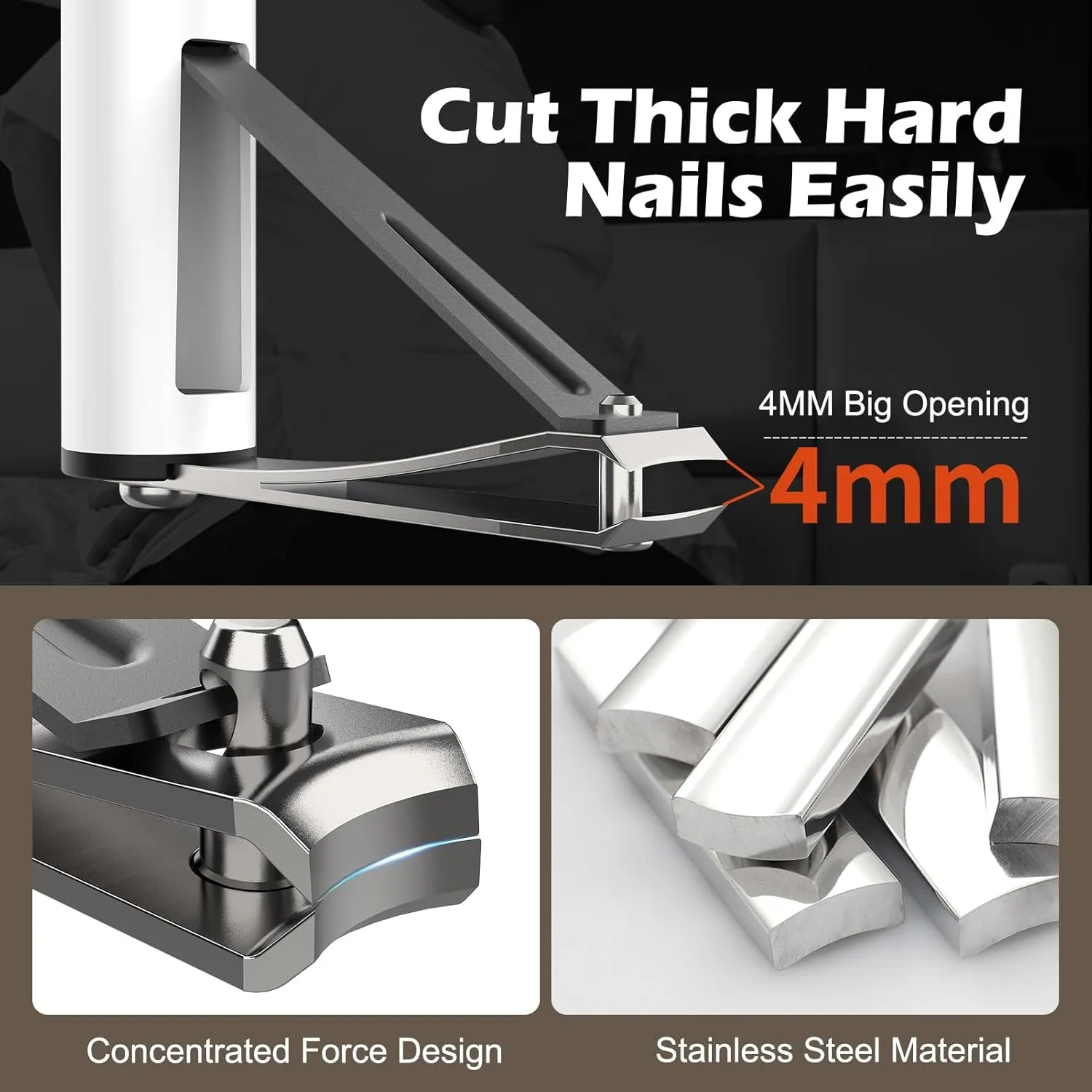 Long Handled Toenail Clippers, 4mm Wide Jaw Opening,for Seniors, Overweight, Obese, Pregnant and Waist Patients, No Need to Bending, Cutting Very Easily (White, XL-32'/80cm)