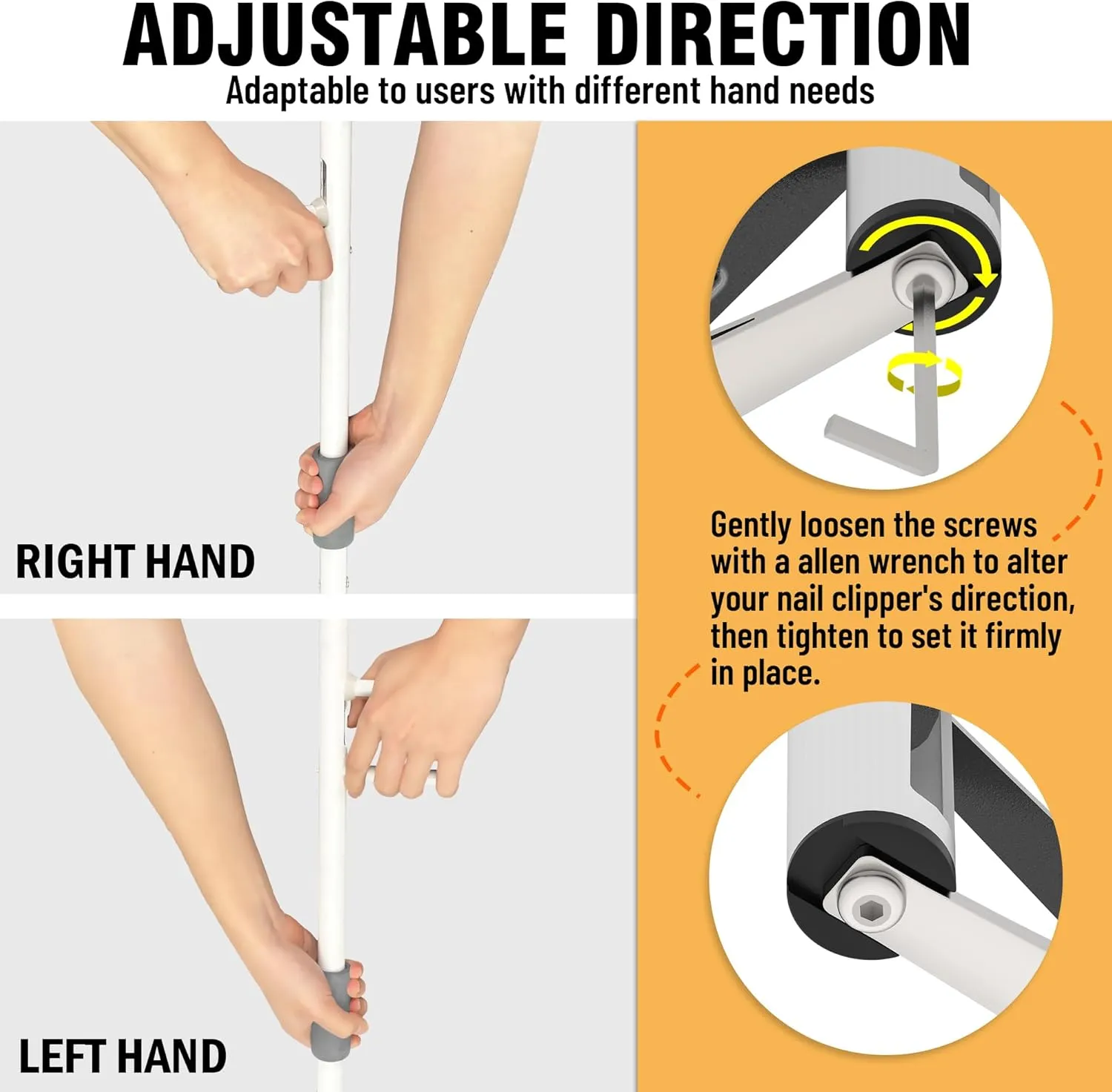 Long Handled Toenail Clippers, Ergonomic Wide Jaw Opening, Ideal for Thick Nails, Seniors, Overweight, Arthritis Sufferers, Easy Reach Pedicure Clippers (XS-16 / 40cm)