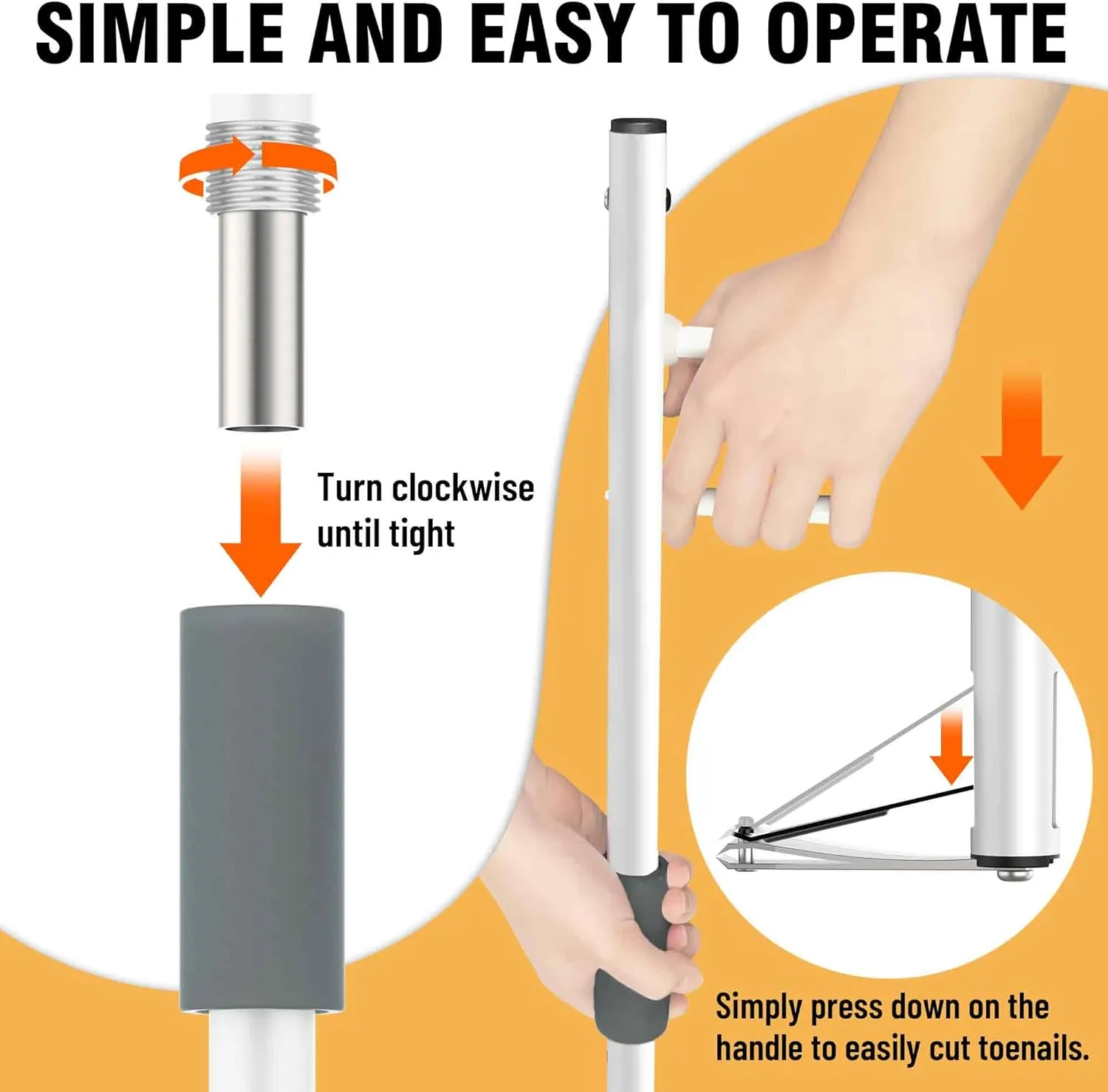 Long Handled Toenail Clippers, Ergonomic Wide Jaw Opening, Ideal for Thick Nails, Seniors, Overweight, Arthritis Sufferers, Easy Reach Pedicure Clippers (XS-16 / 40cm)