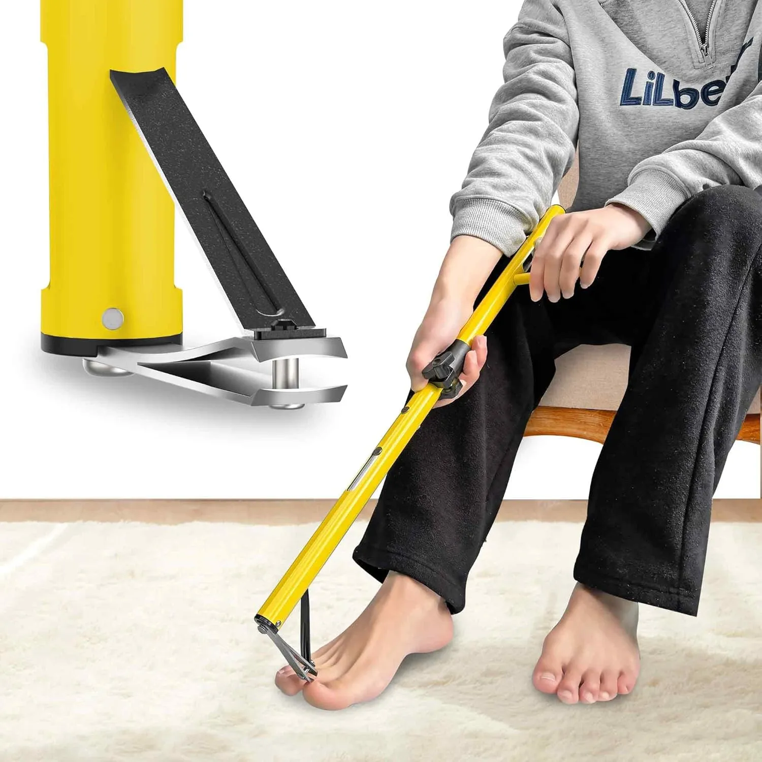 Long Handled Toenail Clippers for Seniors, Overweight, Obese, Pregnant and Waist Patients, 4mm Wide Jaw Opening, No Need to Bending, Cutting Very Easily 1.5 (Yellow, XL-30 / 80cm)