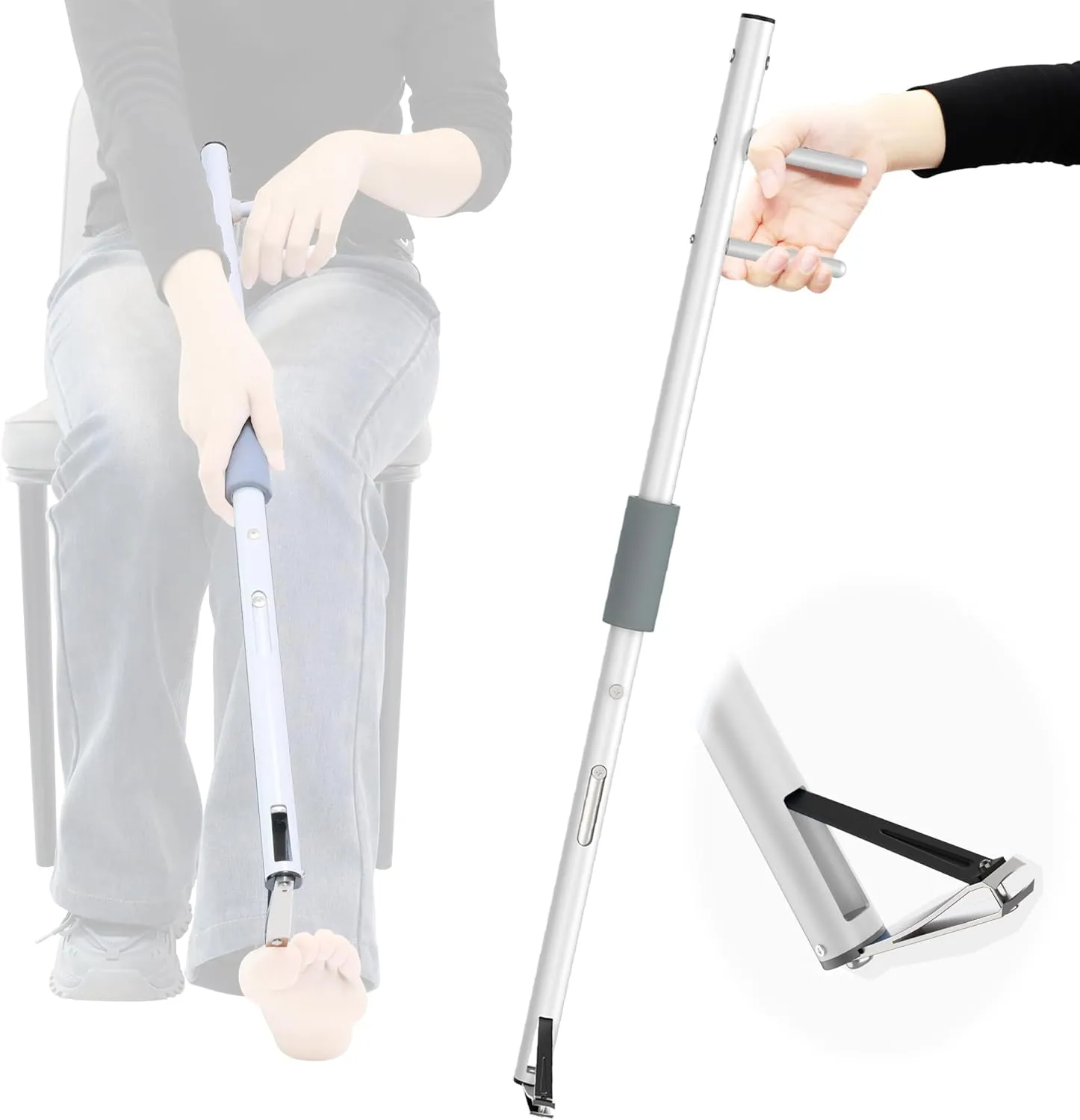 Long Handled Toenail Clippers for Seniors, Overweight, Obese, Pregnant and Waist Patients, 4mm Wide Jaw Opening, No Need to Bending, Cutting Very Easily.（20in/White）