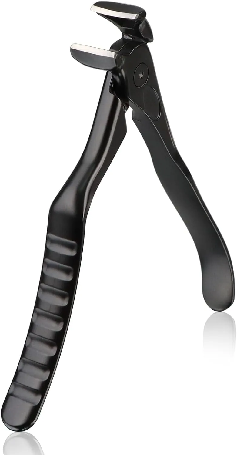 Long Handled Toenail Clippers for Thick Toenails, Ergonomic Non-Slip Toe Nail Clippers for Thick Nails for Seniors, Men, Angled Head Wide Jaw Opening Anti-Splash (Black)