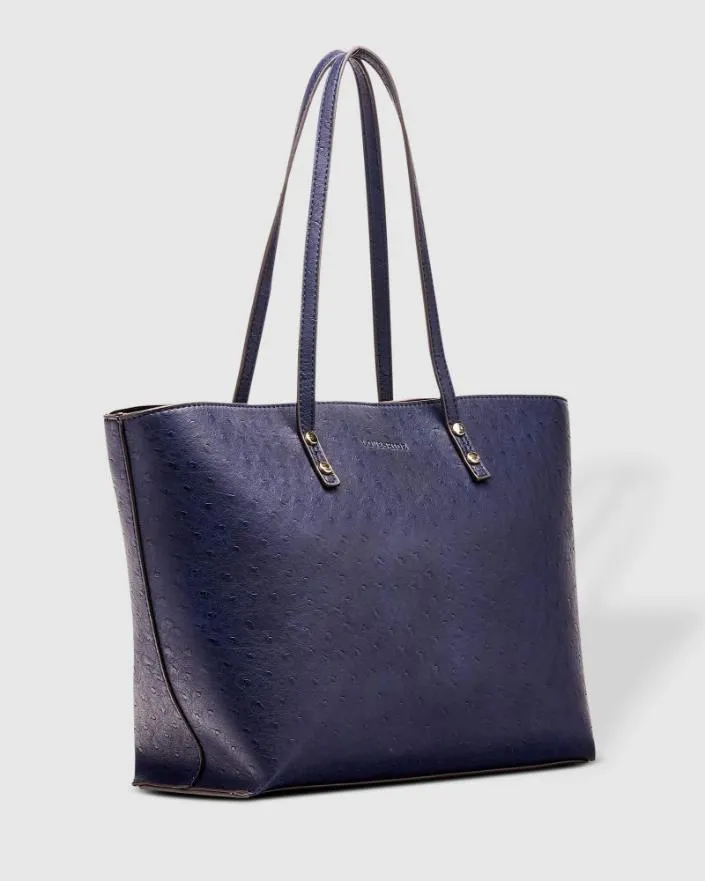 LOUENHIDE Riley Trio Ostrich Tote Bag - Navy
