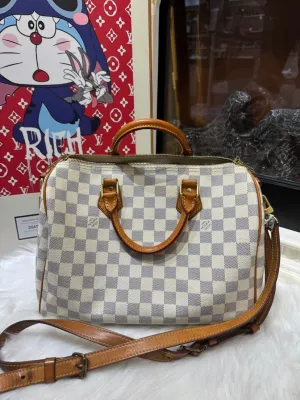 Louis Vuitton Speedy 30 Bandouliere Damier Azur Handbag