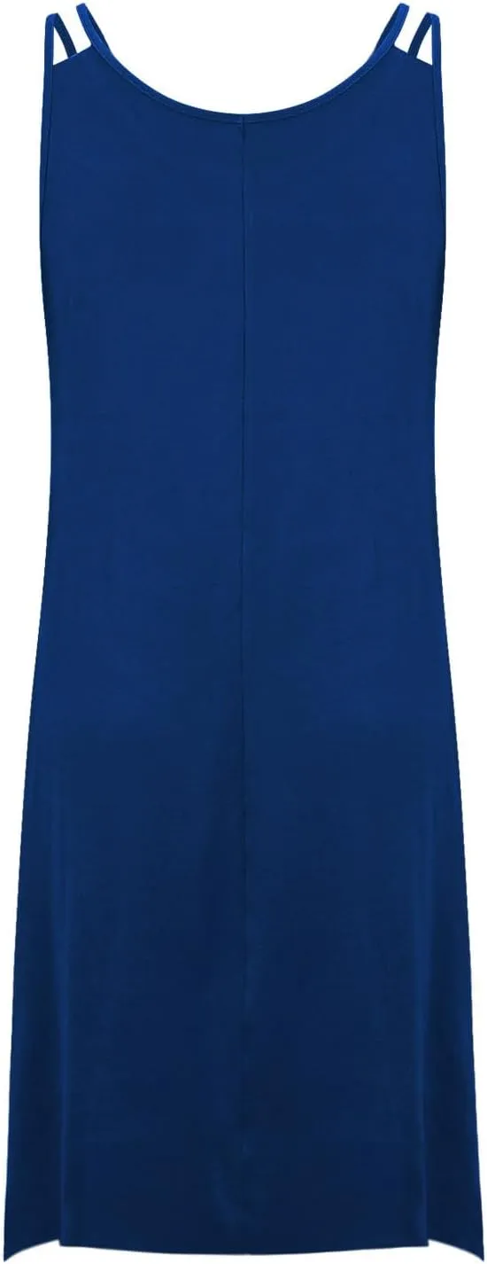 Lounge Midi Skirts for Women Summer Fashion Straps Flowy Hem Dress Loose Comfy Round Neck Dresses Daily Home Wear