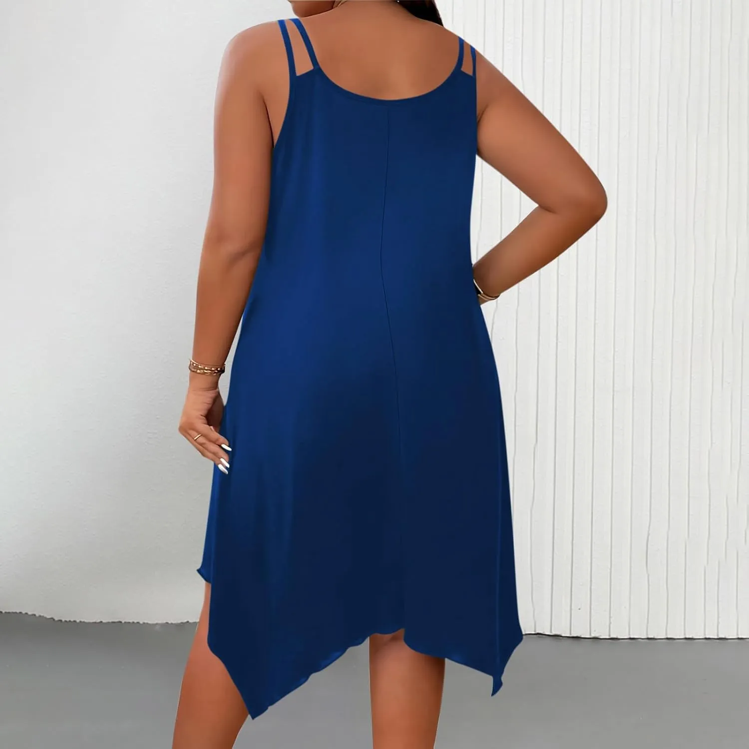 Lounge Midi Skirts for Women Summer Fashion Straps Flowy Hem Dress Loose Comfy Round Neck Dresses Daily Home Wear