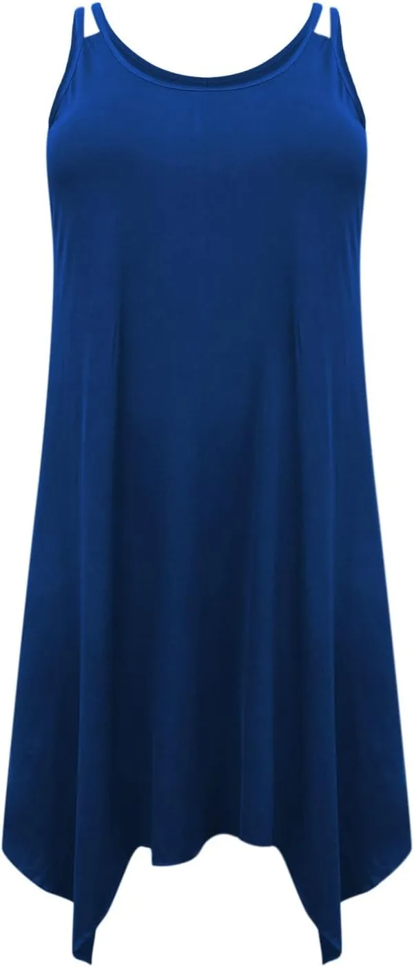Lounge Midi Skirts for Women Summer Fashion Straps Flowy Hem Dress Loose Comfy Round Neck Dresses Daily Home Wear