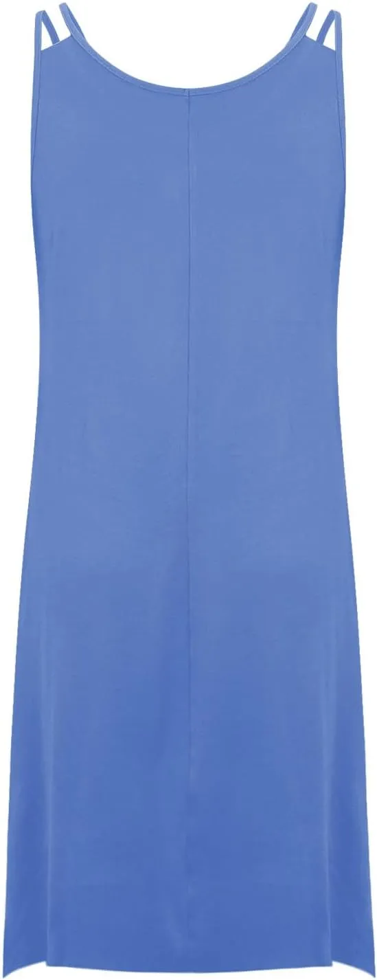 Lounge Midi Skirts for Women Summer Fashion Straps Flowy Hem Dress Loose Comfy Round Neck Dresses Daily Home Wear