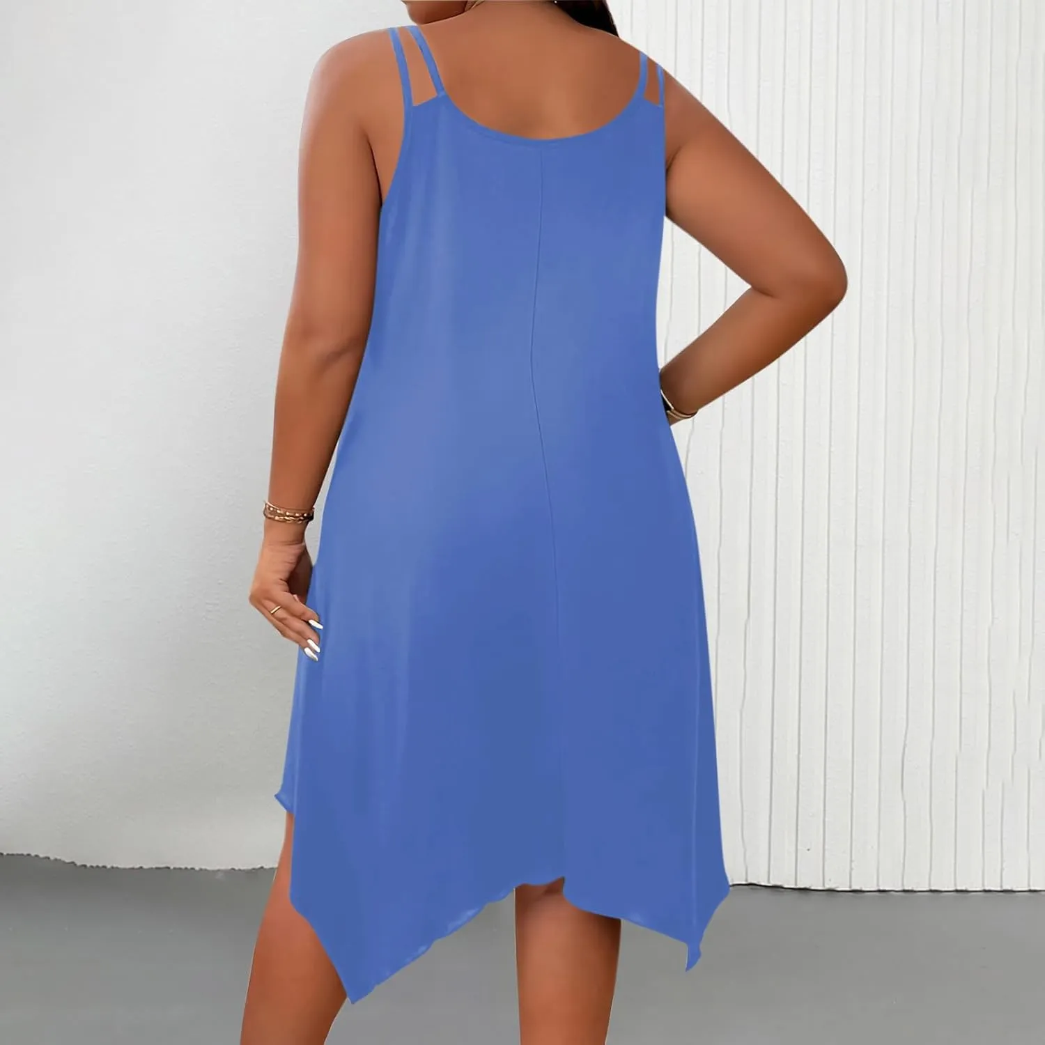 Lounge Midi Skirts for Women Summer Fashion Straps Flowy Hem Dress Loose Comfy Round Neck Dresses Daily Home Wear
