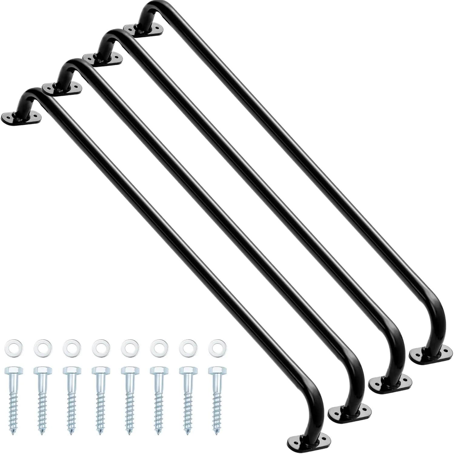 Lounsweer 4 Pack 37 Inch Playhouse Ladder Handle Monkey Bars Metal Safety Handles Grab Handle Bars for Playground Accessories for Outdoor Games Backyard Ladder House Tree House