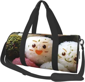 Lovely Rice Ball Printed Travel Bag,Round Personal Item Storage bag,Foldie Duffel Bag for Traveling Vacation,Fitness,Sports