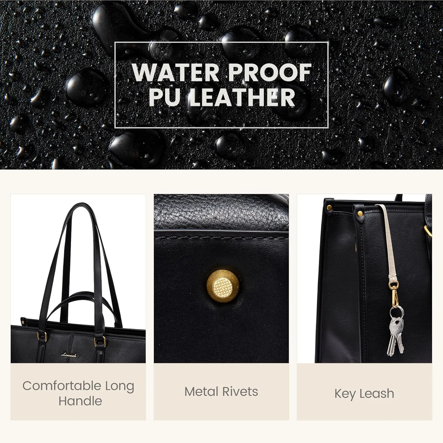 LOVEVOOK Vintage Leather Laptop Tote Bag - 17.3 inch Women's Work Bag with Clutch, Briefcase Shoulder Handbag for Business, Office, Teacher