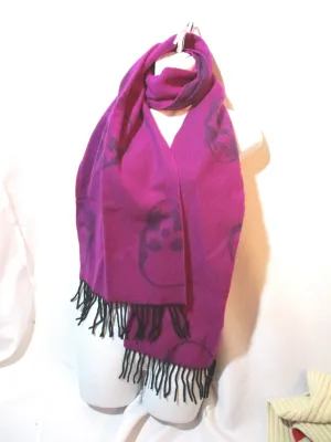 LUCIEN PELLAT-FINET 100% CASHMERE SCARF SKULL PURPLE BLACK Fringe