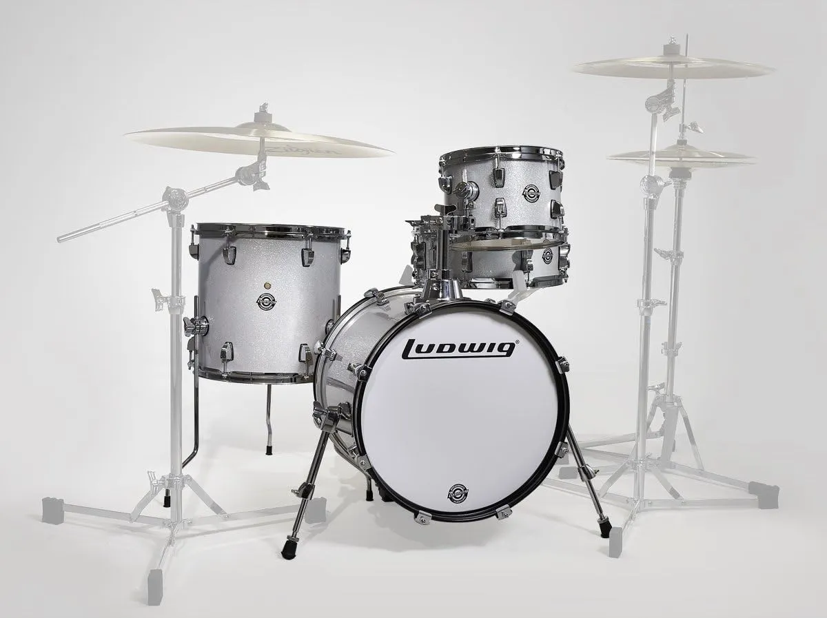 Ludwig LC2797 Breakbeats by Questlove 4-Piece Drum Set Shell Pack with Riser, Silver Sparkle
