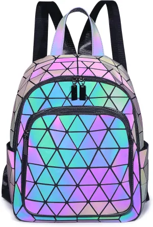 Luminous Geometric Backpacks Women Purses and Handbags Holographic Reflective Bags Iridescent Backpack A3