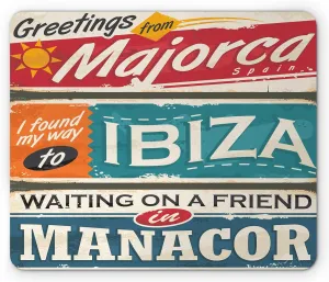 Lunarable Ibiza Mouse Pad, Vacation Themed Majorca Ibiza and Manacor Exotic Places from Balear Region Spain, Standard Size Rectangle Non-Slip Rubber Mousepad, Multicolor