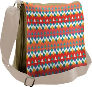Lunarable Tribal Messenger Bag, Hand-drawn Geometric Pattern, Unisex Cross-body