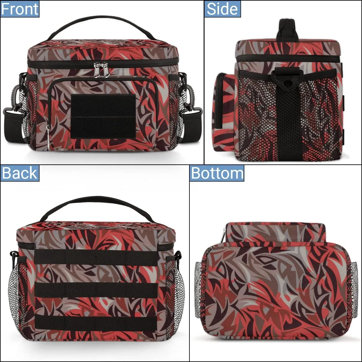 Lunch Bag Women Lunch Box,With adjustable straps and side pockets,Reusable Insulated Lunch Tote Bags for Work Picnic or Travel-Animation Texture Art Abstract Pattern