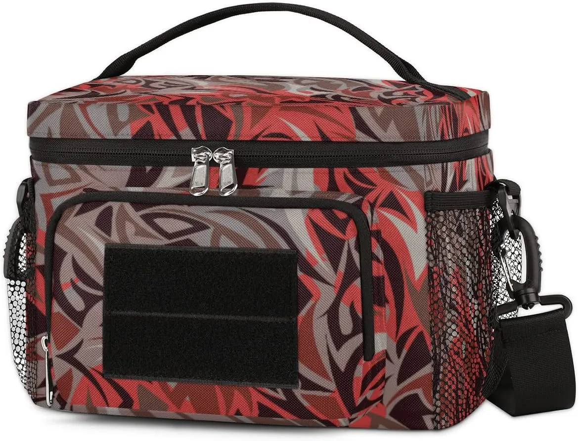 Lunch Bag Women Lunch Box,With adjustable straps and side pockets,Reusable Insulated Lunch Tote Bags for Work Picnic or Travel-Animation Texture Art Abstract Pattern