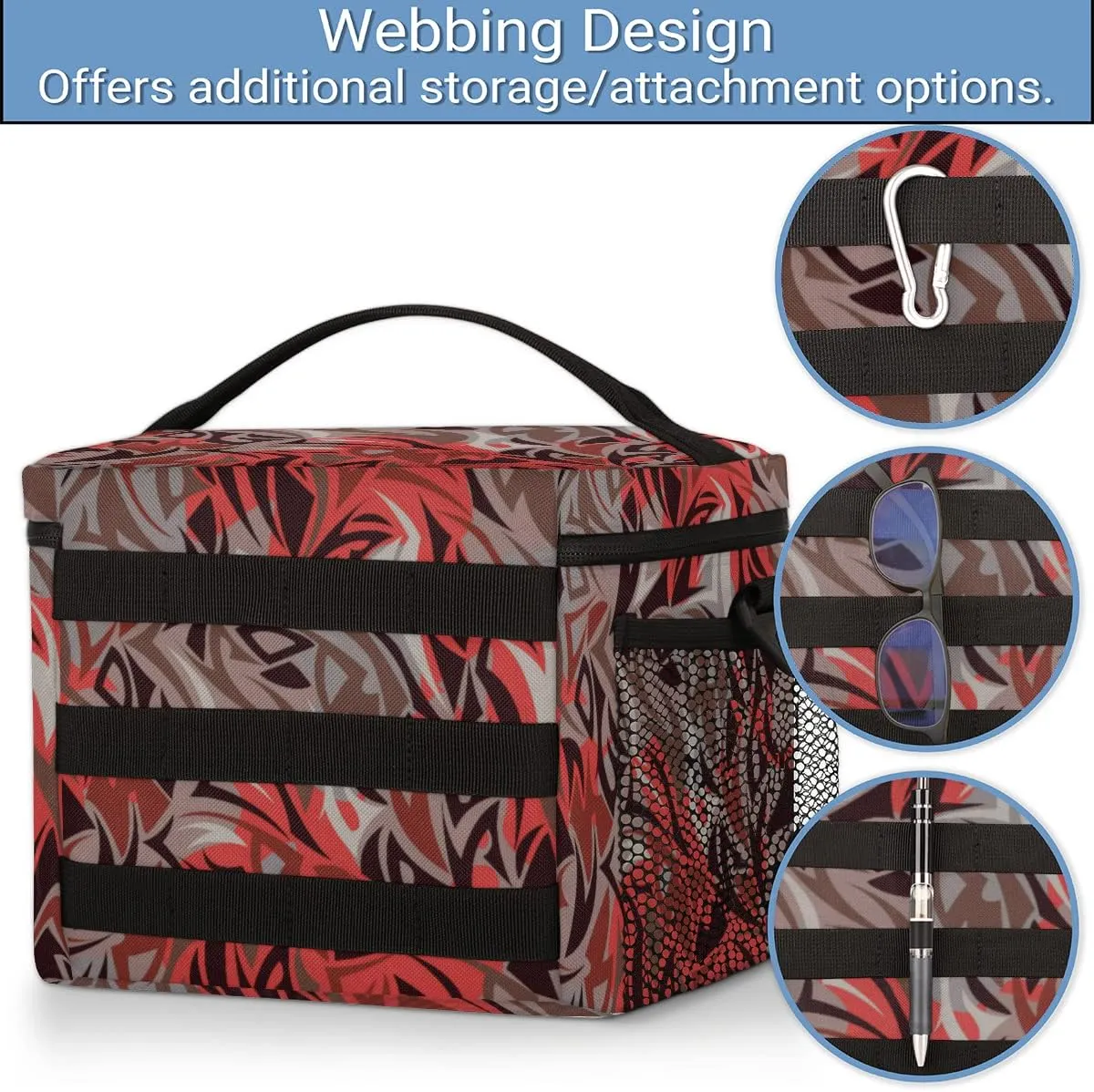 Lunch Bag Women Lunch Box,With adjustable straps and side pockets,Reusable Insulated Lunch Tote Bags for Work Picnic or Travel-Animation Texture Art Abstract Pattern