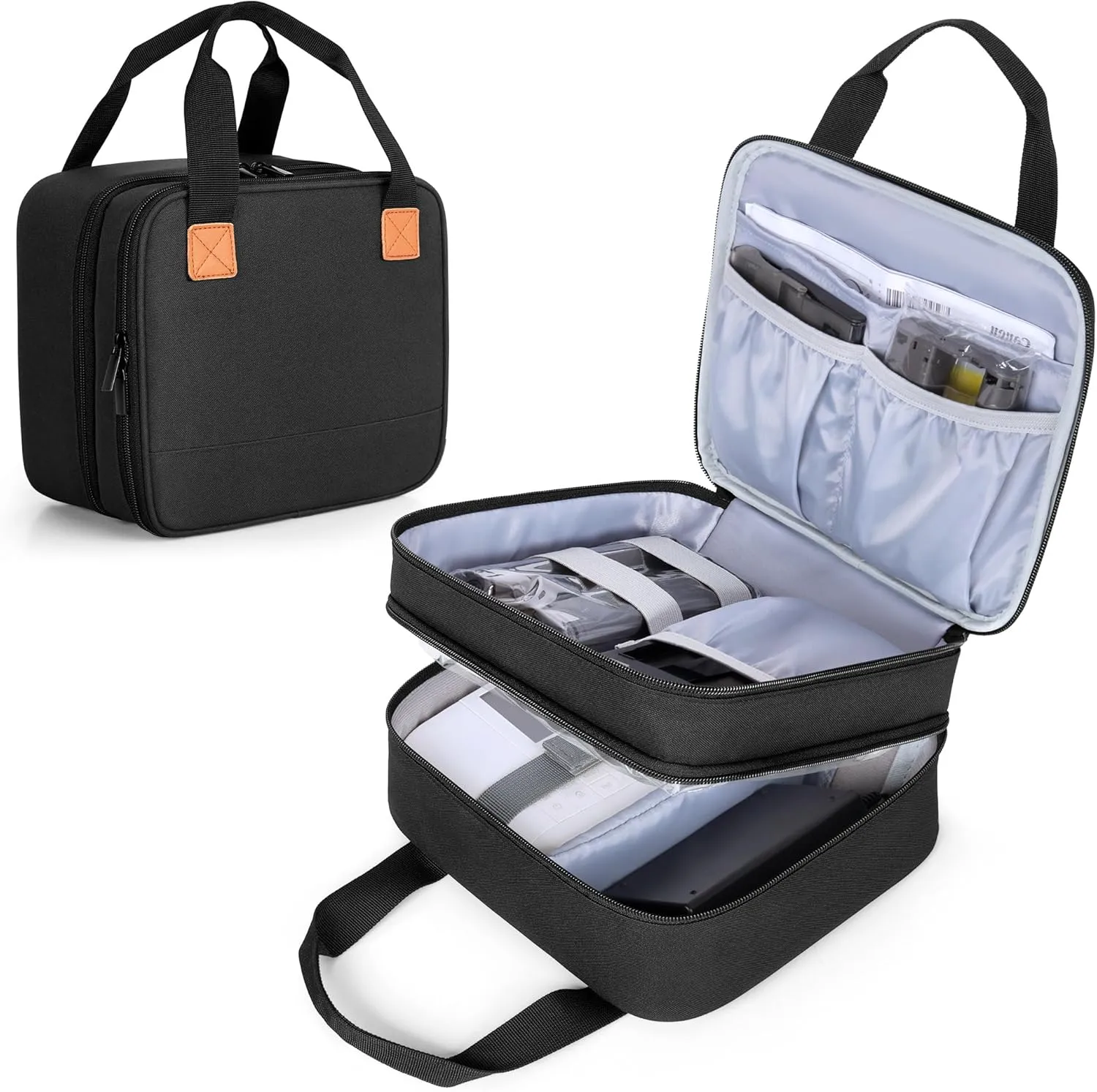 LUXJA Photo Printer Case Compatible with Canon SELPHY CP1500 / CP1300 / CP1200, Photo Printer Bag with Accessory Pockets, Black