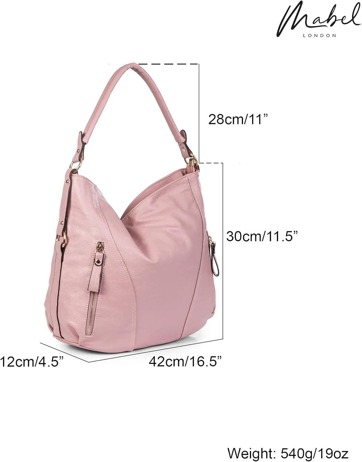 Mabel Large Tote Shoulder Bag – Faux Leather Everyday Handbag – Spacious Slouch Style Purse – Paula