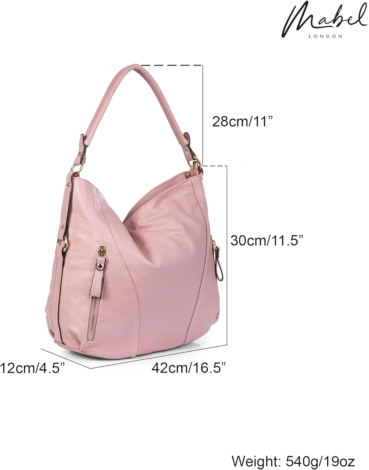 Mabel Large Tote Shoulder Bag – Faux Leather Everyday Handbag – Spacious Slouch Style Purse – Paula