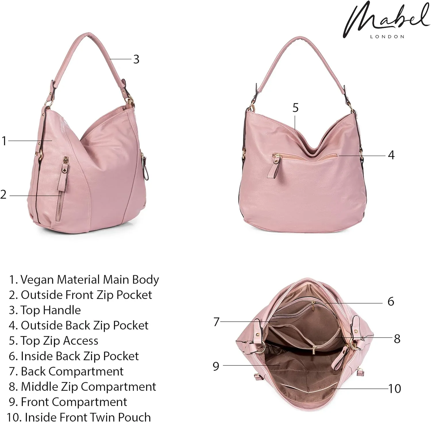 Mabel Large Tote Shoulder Bag – Faux Leather Everyday Handbag – Spacious Slouch Style Purse – Paula
