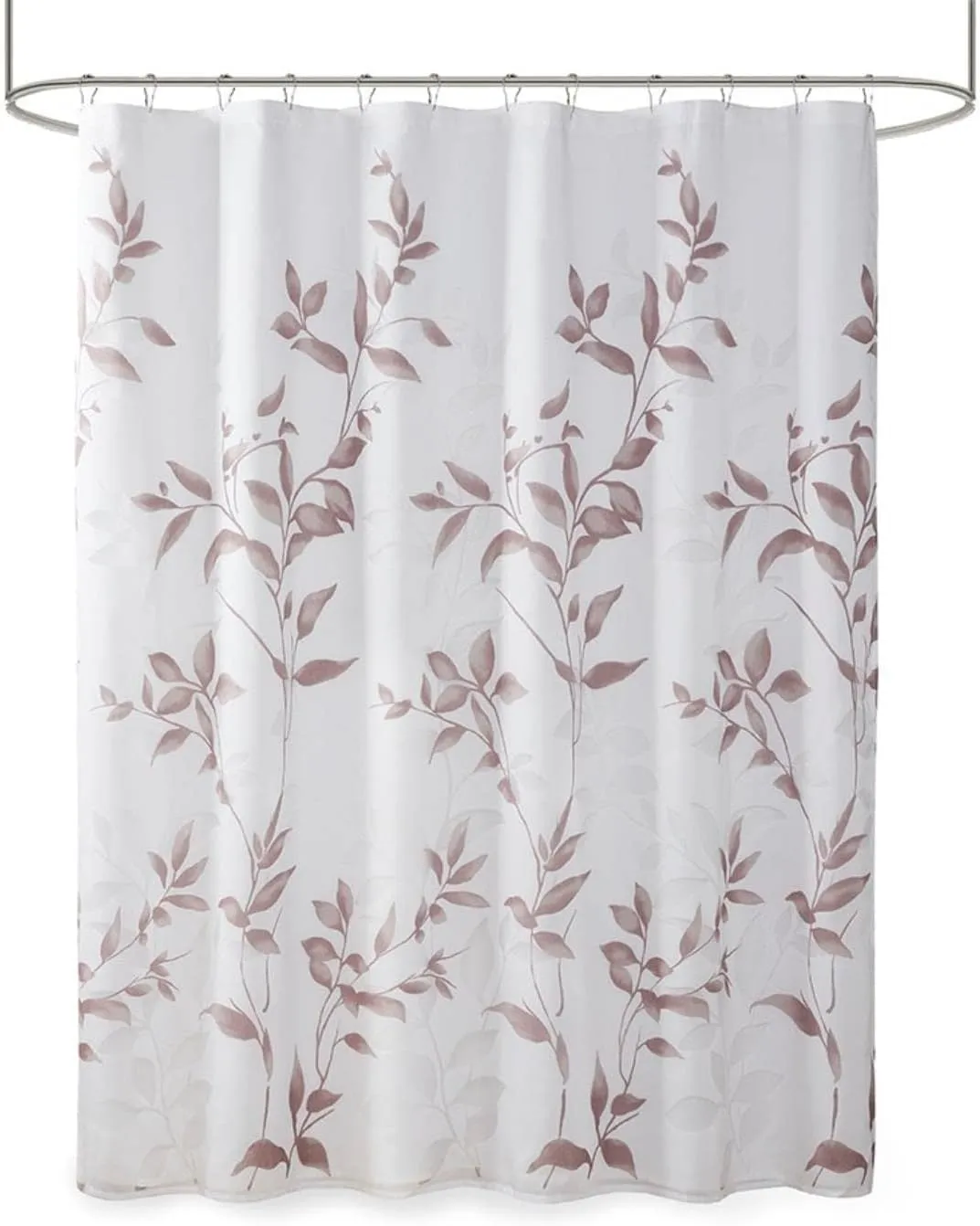 Madison Park Cecily Shower Curtain, Luxurious Botanical Leaf Print, Modern Serene Bathroom Décor, Machine Washable Bath Privacy Screen, 72x72, Mauve