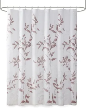 Madison Park Cecily Shower Curtain, Luxurious Botanical Leaf Print, Modern Serene Bathroom Décor, Machine Washable Bath Privacy Screen, 72x72, Mauve