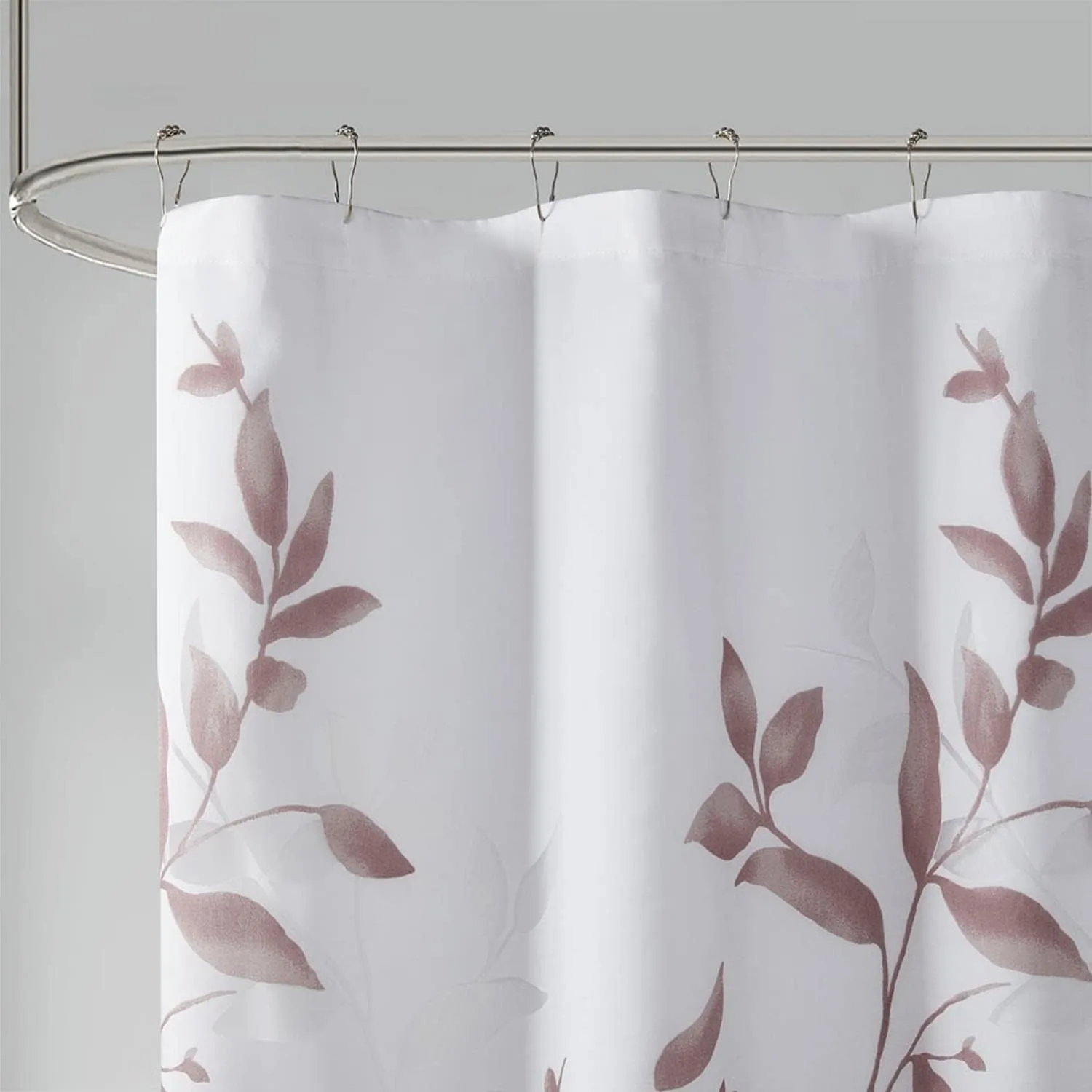 Madison Park Cecily Shower Curtain, Luxurious Botanical Leaf Print, Modern Serene Bathroom Décor, Machine Washable Bath Privacy Screen, 72x72, Mauve
