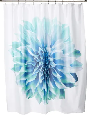 Madison Park Norah Cotton Shower Curtain, Oversized Realistic Floral Print Design, Modern Bathroom Décor, Machine Washable, Fabric Privacy Screen, 72x72, Aqua