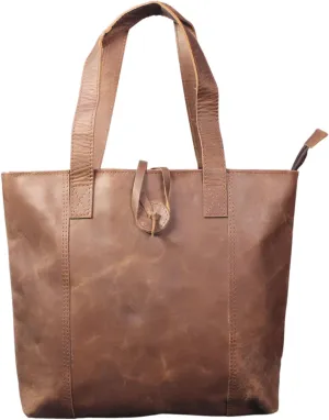 Madosh Genuine Leather Small Tote Bag for Women Top Handle Shoulder Handbag with Zipper Office Work Purse