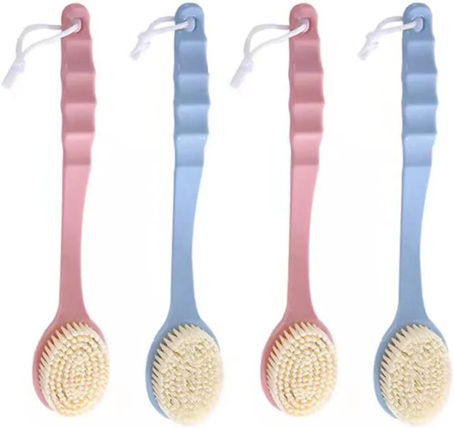 Magik 2-4Pc Long Handle Bath Brush Back Scrub Scrubber Shower Body Skin Exfoliating (4 Pack)
