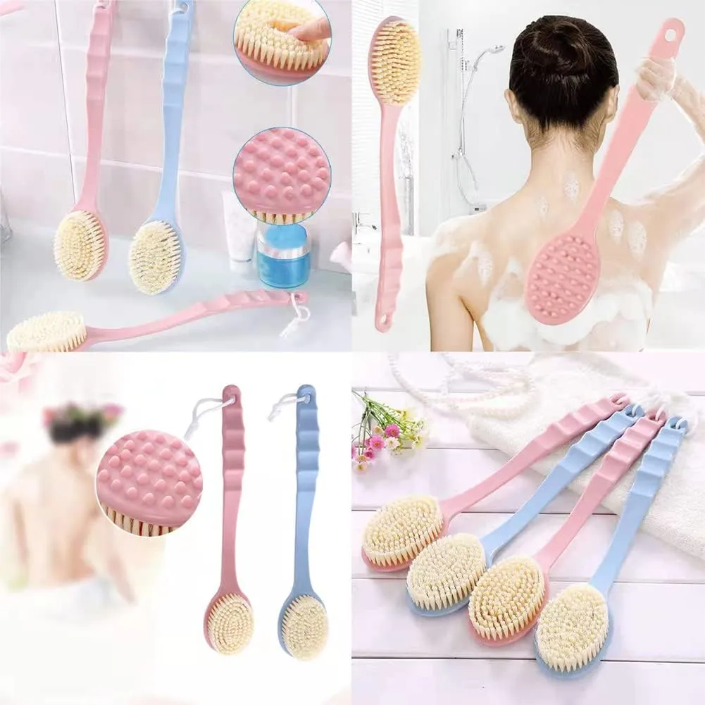 Magik 2-4Pc Long Handle Bath Brush Back Scrub Scrubber Shower Body Skin Exfoliating (4 Pack)