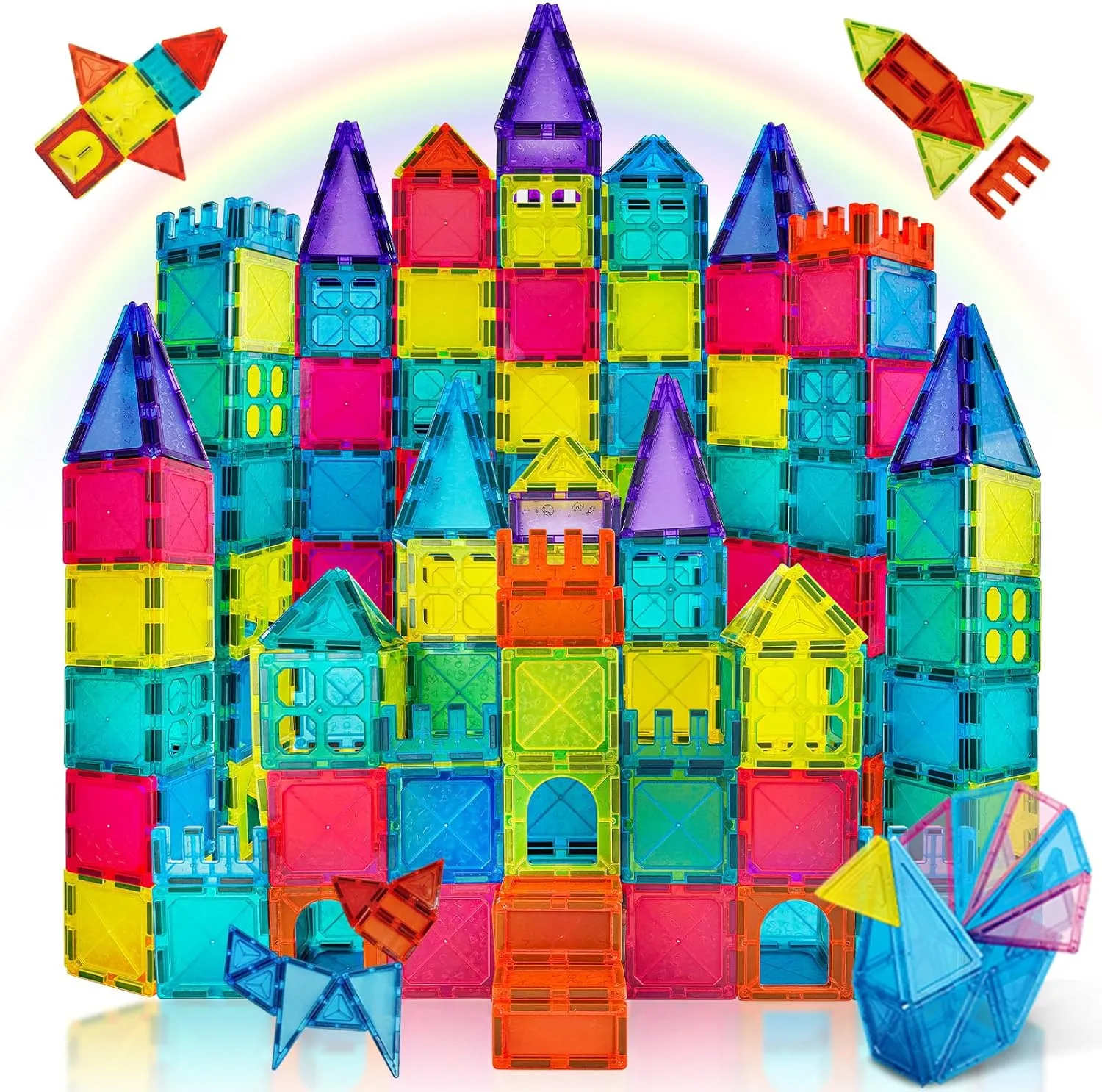 Magnetic Tiles 86PCS Magnetic Building Blocks Magnetic Tiles for Kids Ages 3-5 4-8 Kids Toys STEM Toys 3 Year Old Boys Girls Gifts