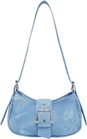 MakeMeChic Women's PU Leather Shoulder Handbags Zipper Top Handle Buckle Y2K Square Bags