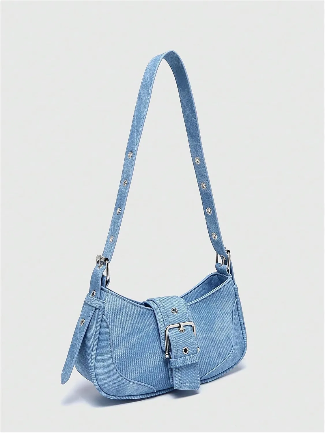 MakeMeChic Women's PU Leather Shoulder Handbags Zipper Top Handle Buckle Y2K Square Bags