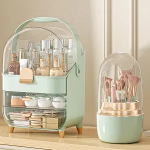 Makeup Organizer, Skincare Holder Bathroom Counter Organizer, Storage Box Cosmetic Display Cases, Teen Girl Gifts Trendy Stuff Make up Organizers for Vanity, Dresser, Countertop (Green)