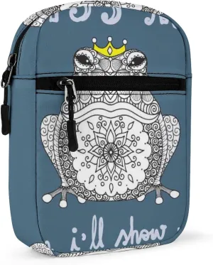 Mandala Art Frog KISS ME THEN I WILL SHOW YOU THE REAL ME Adjustable Fanny Waist Pack Pouch, Waterproof Crossbody Runners Bag Wallet for Gym Hiking Fitness Women Men 6.1 x 2.2 x 7.9 inch