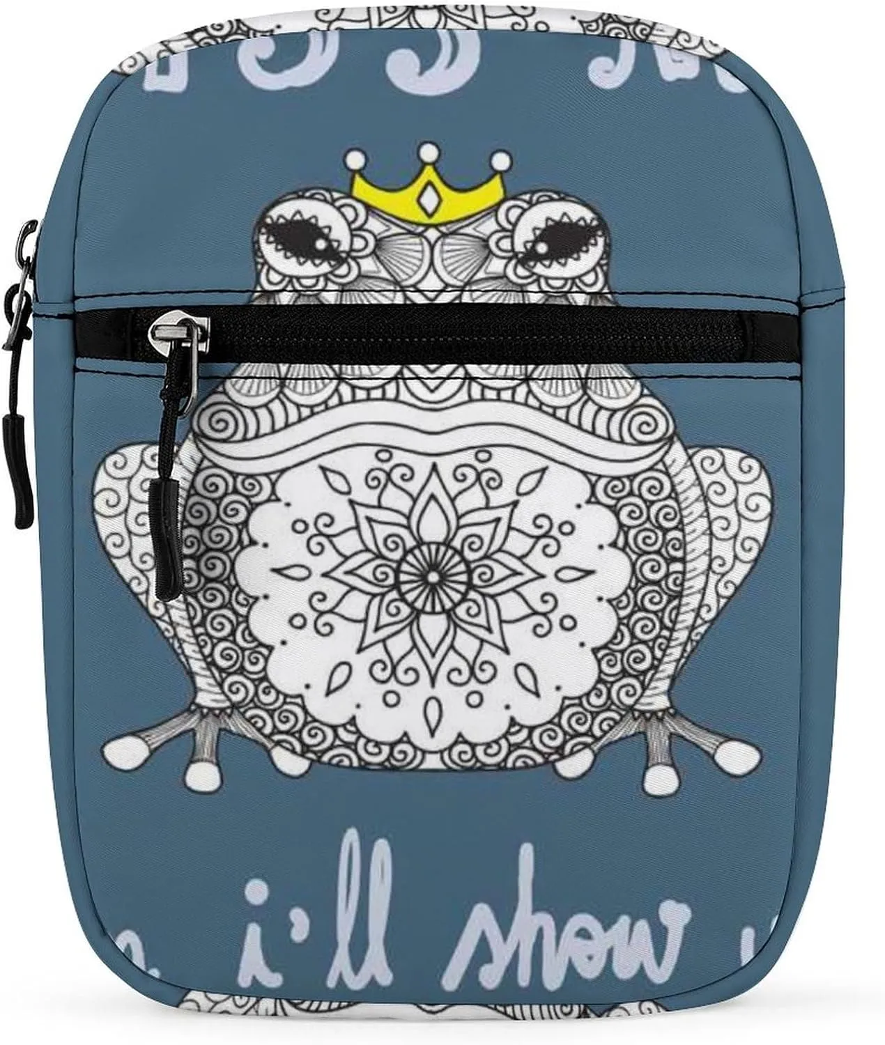 Mandala Art Frog KISS ME THEN I WILL SHOW YOU THE REAL ME Adjustable Fanny Waist Pack Pouch, Waterproof Crossbody Runners Bag Wallet for Gym Hiking Fitness Women Men 6.1 x 2.2 x 7.9 inch