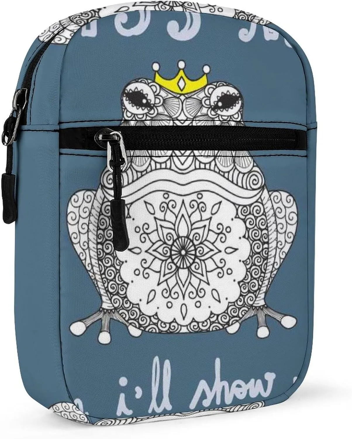 Mandala Art Frog KISS ME THEN I WILL SHOW YOU THE REAL ME Adjustable Fanny Waist Pack Pouch, Waterproof Crossbody Runners Bag Wallet for Gym Hiking Fitness Women Men 6.1 x 2.2 x 7.9 inch