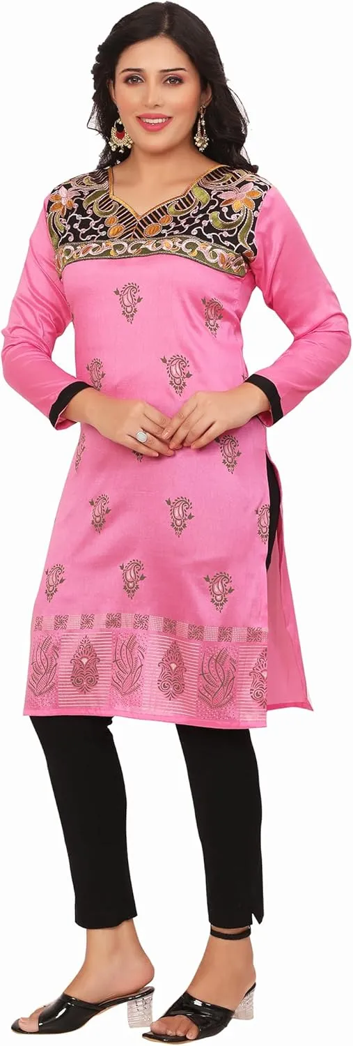 Maple Clothing Kurti Indian Tunic Top Women's Embroidered Outfit India Apparel