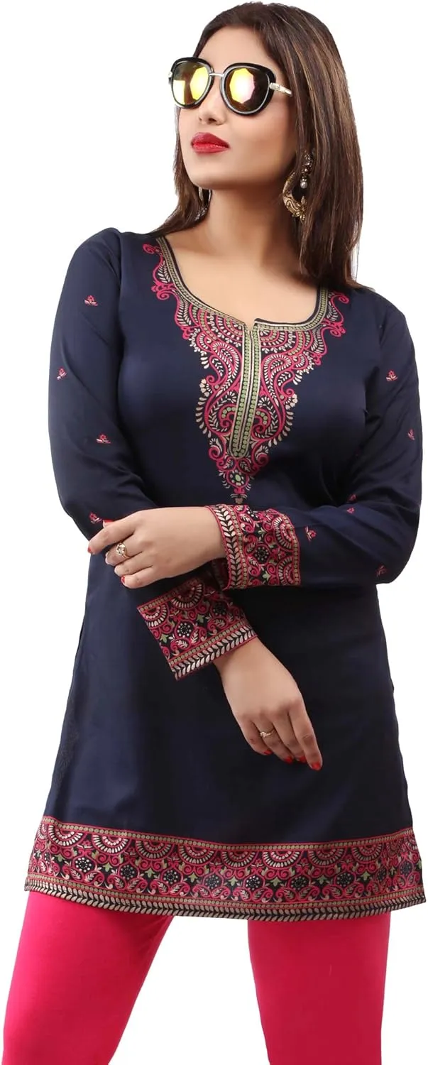 Maple Clothing Women's Short Kurti Printed Indian Tunic Top Kurta Outfit India Clothing