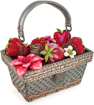 Mary Frances Women's Berry Beautiful Beaded Handbag Strawberry Basket Top Handle Bag, Multicolor, 7.75 x 5 x 4 Inches